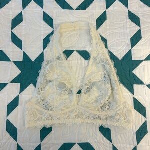 intimately Free People Cream Ivory Flower Lace Bralette Bra Top Size Small